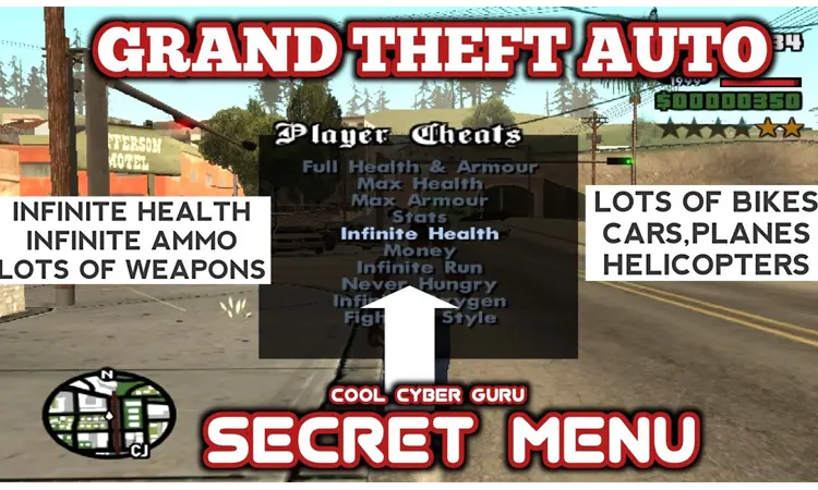 GTA San Andreas Secret Cheat Unlimited Health, Cars, Bikes